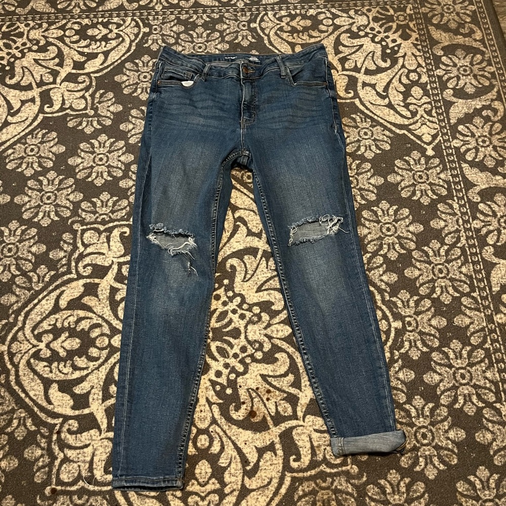 Ripped blue jeans